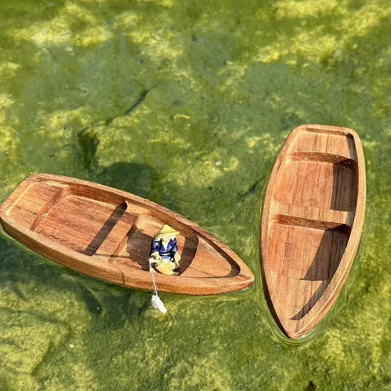 Fishing Boat Oar - Handgemachte Holzboot Mini Schwimmboot Modell Fischer