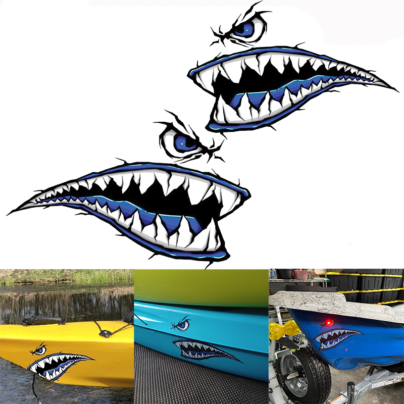 2PCS Hai Zähne Mund Boot Aufkl – Fishing Boat Trailer Bewertung und Preis
